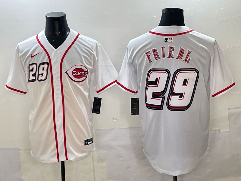 Men 2025 Cincinnati Reds #29 Friedl White Nike 2025 MLB Jersey 01